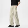 Pantalones Casuales Rectos para Hombre, Estilo Primavera y Verano, Color Caqui, Cintura Elástica, Pantalones de Trabajo Versátiles de Moda Estilo Americano, Marca de Moda