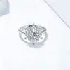 Anel de Prata de Lei S925 com Zircônia de Floco de Neve para Mulheres, Anel de Noivado Brilhante de Luxo Leve, Joia de Presente de Aniversário, Em Estoque para Atacado