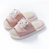 Novos Chinelos de Linho Estilo Feminino Urso Casal Quatro Estações Personalizado Doméstico Interno Confortáveis Desenho Animado Casa Sapato Aberto