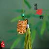 Pingente Ornamento Difusor de Sachet de Cabacinha Esculpida Estilo Antigo Madeira Verde Lótus para Celular, Chaves, Acessório Hanfu
