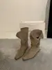 Primeiro encontro Ji Meilade retrô nicho camurça salto oculto dois-usos slouch boots Botas de cowboy western bico fino curtas