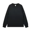 Camiseta de Algodón Grueso con Cuello Redondo, Hilo, Manga Larga, Abertura, Color Sólido, Ajuste Holgado para Hombre y Mujer, Versátil, 230g