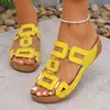 Sandalias Europeas y Americanas Transfronterizas 2025 Talla Grande Suela Gruesa Color Sólido Estilo Europeo y Americano para Mujer, Pantuflas Transfronterizas para Mujer al por Mayor Talla Grande