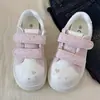Otoño 2026 Dulce Lindo Gato Puntos Velcro Concha Cabeza Zapatos Blancos Punta Redonda Suela Gruesa Suela Suave Zapatos Individuales