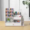 Caja de Almacenamiento con Portalápices de Madera, Gran Capacidad, Portalápices Nórdico Creativo y Elegante con Múltiples Compartimentos, Estante de Almacenamiento para Escritorio de Oficina