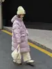 Nuevo abrigo de invierno de alta gama estilo colcha con capucha, largo, para niñas y niños, relleno de plumón, corte holgado