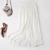Falda de Hilo Mercerizado para Mujer Verano Talla Grande Falda Nueva Cómoda y Fresca Falda de Corte A Elegante Aspecto Adelgazante Cintura Elástica Falda de Longitud Media