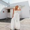 Conjunto de Duas Peças Verão Novo Sexy Top com Alça Amarrado no Peito Calça Casual Calça Solta Perna Reta Perna Larga