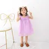 Vestido de Chiffon Colorido Doce com Laço para Meninas Verão 2025 Vestido de Princesa Sem Mangas Infantil Amazon Dropshipping