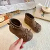 Botas retro Martin para crianças, botinhas estilo bailarina Melard, design novo com bico redondo e detalhe de laço, adequadas para meninas