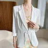 Blazer emagrecedor plus size com um novo design estilo chinês, toque de alta qualidade, blazer feminino fino de verão com gravata