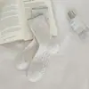 Calcetines de algodón sin costuras para otoño e invierno para mujer, calcetines largos de encaje gris azulados lindos, calcetines de algodón versátiles, calcetines largos estilo Miu