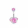 Nuevos Anillos para Ombligo Rosas con Lazo Estilo Europeo y Americano, Diversas Joyas para Piercing con Circonitas de Gran Venta, Accesorios para Anillos de Ombligo