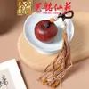 Colgante de Fresas de Madera de Sangre Yiming Xianyuan Joya de Madera Fruta y Verdura de Madera Maciza Colgante para Teléfono Móvil Borla Colorida Tejida