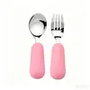 Nuevo Set de Tenedor y Cuchara de Acero Inoxidable 316 para Niños, Tenedor de Mango Corto para Comer de Forma Independiente, Cuchara de Entrenamiento para Alimentación de Bebés