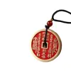 Colgante Auténtico de Latón y Cinabrio Hebilla de Paz Bagua Taoísta Adorno Colgante para Hombres y Mujeres Estilo Chino Moneda de Cobre