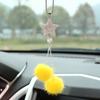 Bola de piel de visón con forma de estrella de cinco puntas y cristales de imitación para decoración de espejo retrovisor de coche, comercio electrónico internacional de Amazon