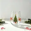 Vaso de whisky de marca independiente, nuevo producto transfronterizo, vaso de cristal con diseño de Papá Noel, vaso de whisky de cristal hecho a mano