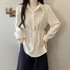 Colección Otoño 2026: Camisa de Manga Larga con Cintura de Cordón Talla Plus para el Trabajo, Top Elegante y Versátil