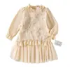 Vestido de Primavera y Otoño para Niñas de Comercio Exterior Europeo y Americano Estilo Princesa Floral Elegante Vestido de Festival para Bebé Origen Noble Fábrica