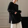 Nuevo Suéter Pulóver de Punto Redondo Talla Grande Transfronterizo Europeo y Americano Otoño/Invierno 2026 para Mujer, Estilo Holgado y Casual, Top de Punto de Color Sólido
