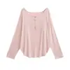 Camiseta blanca transpirable de manga larga, corte holgado, cintura curva, cuello tipo Henry para mujer, camisa de verano abotonada, semitransparente, protección solar, para aire acondicionado