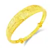 Pulsera Baifu Push-Pull Chapada en Oro de 12 mm, Pulsera para Mujer, Joyería de Estilo Chino Vintage, Joyería de Oro Fuego