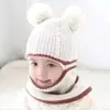 Chapéu de Inverno Infantil para Idades 3-8, Chapéu com Proteção Facial Integrada à Prova de Vento, Cachecol de Lã Tricotado Quente, Chapéu para Meninos e Meninas