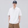 Camiseta Polo Casual de Color Puro Artístico para Hombre Shanggu Manga Corta Estilo Japonés Americano Suelta Casual Cuello