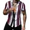 Estación independiente transfronteriza verano nuevo camisa con estampado digital 3D moda camisa de manga corta a rayas con solapa fabricante de origen