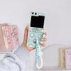 Para Samsung ZFlip Funda para Teléfono Plegable Cadena Colgante de Muñeca con Smiley Cubierta Trasera Zflip3/4 Funda Anticaída Cubierta Protectora
