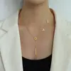 Acessórios de Colar para Clavícula Feminino P025 Leve com Pingente de Carta de Amor em Aço Titânio Não Desbota Banhado a Ouro 18K Coreano