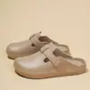 Sandálias Birkenstock Masculinas de Verão Estilo Simples com Biqueira de EVA Meio Chinelo Leve para Homem Preguiçoso Sapato Único Sandálias de Solado Grosso para Uso Externo Retrô