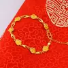 Pulseira Estilo Nacional Flor Rosa Dourado Areia Vietnamita para Mulheres, Cor Duradoura, Latão Imitação Pixiu, Joia Novo Estilo Chinês