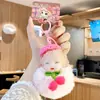 Chaveiro Autêntico Série Peluda Bola de Pelo Boneca de Tecido Menina Rolo de Cereja Boneca de Pelúcia Pingente de Presente