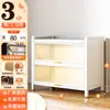 Librero de acero con puertas, estantería de pie, estante de almacenamiento multicapa para niños, gabinete de almacenamiento de pared, gabinete de almacenamiento de hierro a prueba de polvo