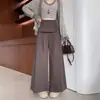 Calça pantalona em algodão Tencel de cintura alta emagrecedora para mulheres, novo design com um elegante painel traseiro, calça casual para o outono, calça longa relaxada e de corte solto