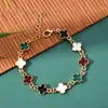 Shein Joyería Popular Transfronteriza Pulsera de Flor Estilo de Moda Versátil Unilateral Goteo de Aceite Pulsera de Trébol de Cuatro Hojas Mayoreo