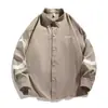 Camisa de Jardinería Lavada Pesada Otoño 2027 Estilo Sencillo de Moda Unisex para Hombre Chaqueta Camisa de Manga Larga
