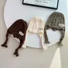Gorro de Punto Trenzado Cálido para Otoño e Invierno para Niños, Gorro a Prueba de Viento con Protección para las Orejas, Lindo Gorro de Lana para Niños y Niñas, Estilo Retro Elegante