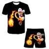 Patrón de impresión digital 3D de trabajador con gorra roja temático de videojuegos, ropa unisex para niños, conjunto casual de dos piezas de dibujos animados