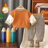 Conjunto de Chaqueta de Béisbol de Forro Polar para Niños Otoño e Invierno Nuevo Elegante Conjunto de Invierno Grueso de Tres Piezas para Bebés y Niños Pequeños Moderno