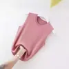 Chal de Nuevo Estilo para Mujer Ropa Exterior Interior Ajustado Color Sólido de Hilo Cuello Redondo Sin Mangas Top Adelgazante Versátil Talla Grande Delgado Base