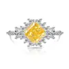 Anel Cubo de Açúcar com Corte Flor de Gelo de Pedra Preciosa Mais Vendido em Live-Stream com Brilhante Diamante de Alto Carbono e Pedra Padparadscha, Disponível para Dropshipping