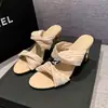 Pantuflas de tacón alto con tiras de cinta fruncidas, estilo nicho de punta abierta, de moda para mujer, sandalias sexy de estilo coreano para verano, para uso en exteriores.