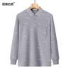 Top de Algodón de Manga Larga Holgado Grueso para Otoño e Invierno para Hombre de Mediana Edad Camisa Polo Casual con Solapa y Bolsillo