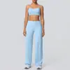 Conjunto de Yoga y Fitness Cruzado por Delante y por Detrás a Prueba de Golpes, Sujetador Adelgazante de Cintura Alta, Amigable con la Piel, Pantalones de Pierna Ancha para Yoga Naked