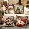 Funda de Almohada Estampada Digitalmente con Temática Navideña Papá Noel Muñeco de Nieve Regalo Navideño Cojín Decorativo Funda de Cojín Transfronterizo