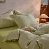 Juego de cuatro piezas de algodón lavado jacquard retro nórdico estilo Ins 1.5m 1.8m 100% algodón funda de edredón ropa de cama