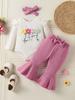 Conjunto de Três Peças para Meninas Europeias e Americanas da Amazon: Moletom Triângulo com Capuz de Gaufre Tridimensional com Flor e Laço, Calça Flare e Lenço de Cabeça